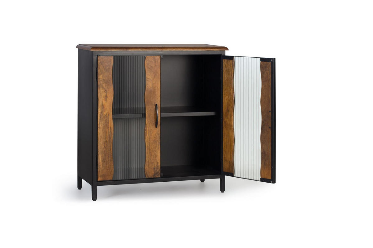 SIDEBOARD aus Mangoholz und schwarzem Metall - Schwarz, Holz (37/90/87cm) - Giner y Colomer