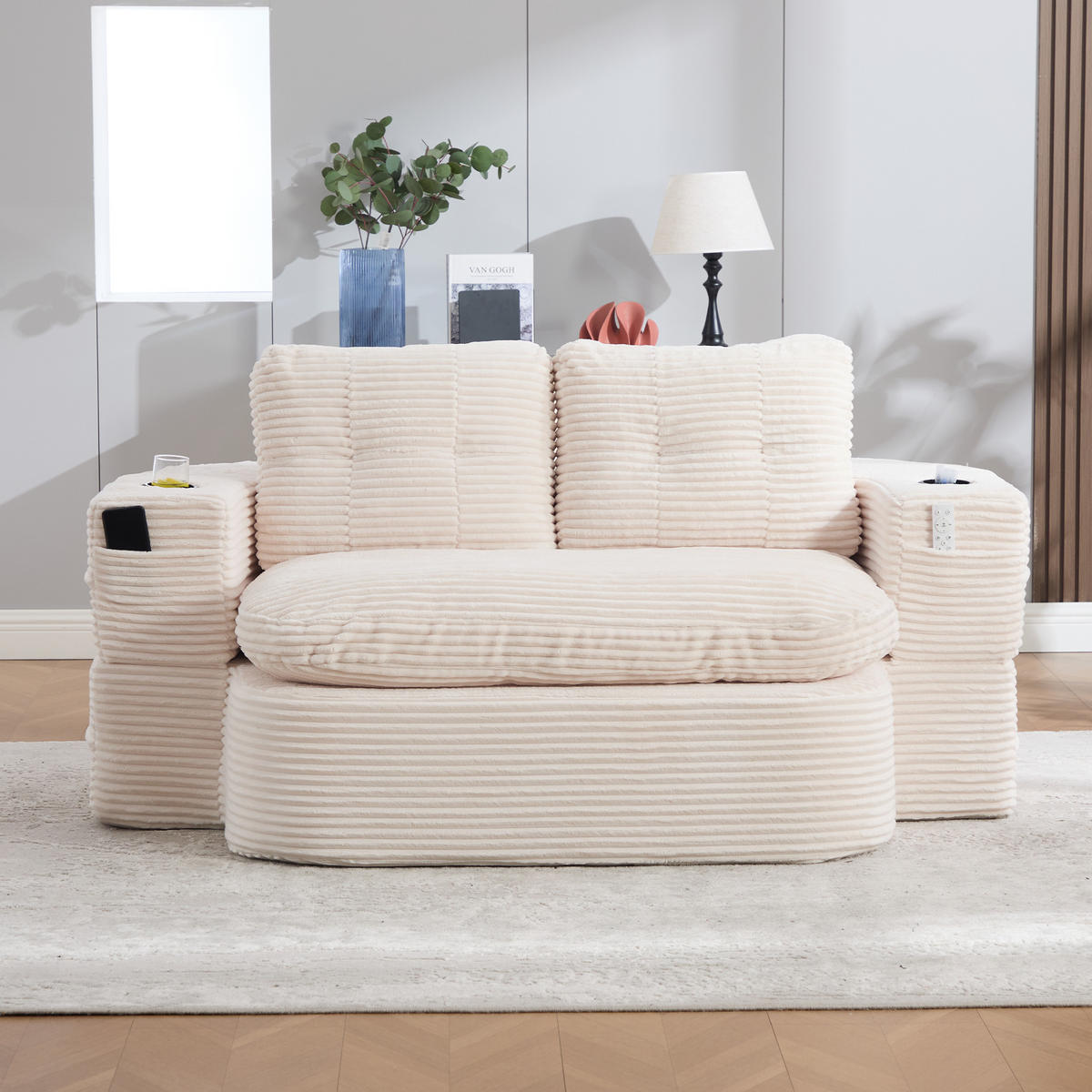 SCHLAFSOFA 2-in-1 Cordstoff Liegefunktion - Beige, Textil (165/61/97cm) - Urban Meuble