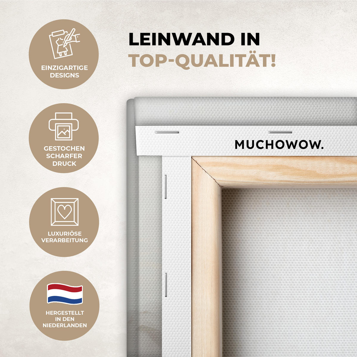 LEINWANDBILD Hügel - Abstrakt - Kreuz - Christentum Deko Wohnzimmer 20x20 cm - Beige, Textil (20/20cm) - MuchoWow