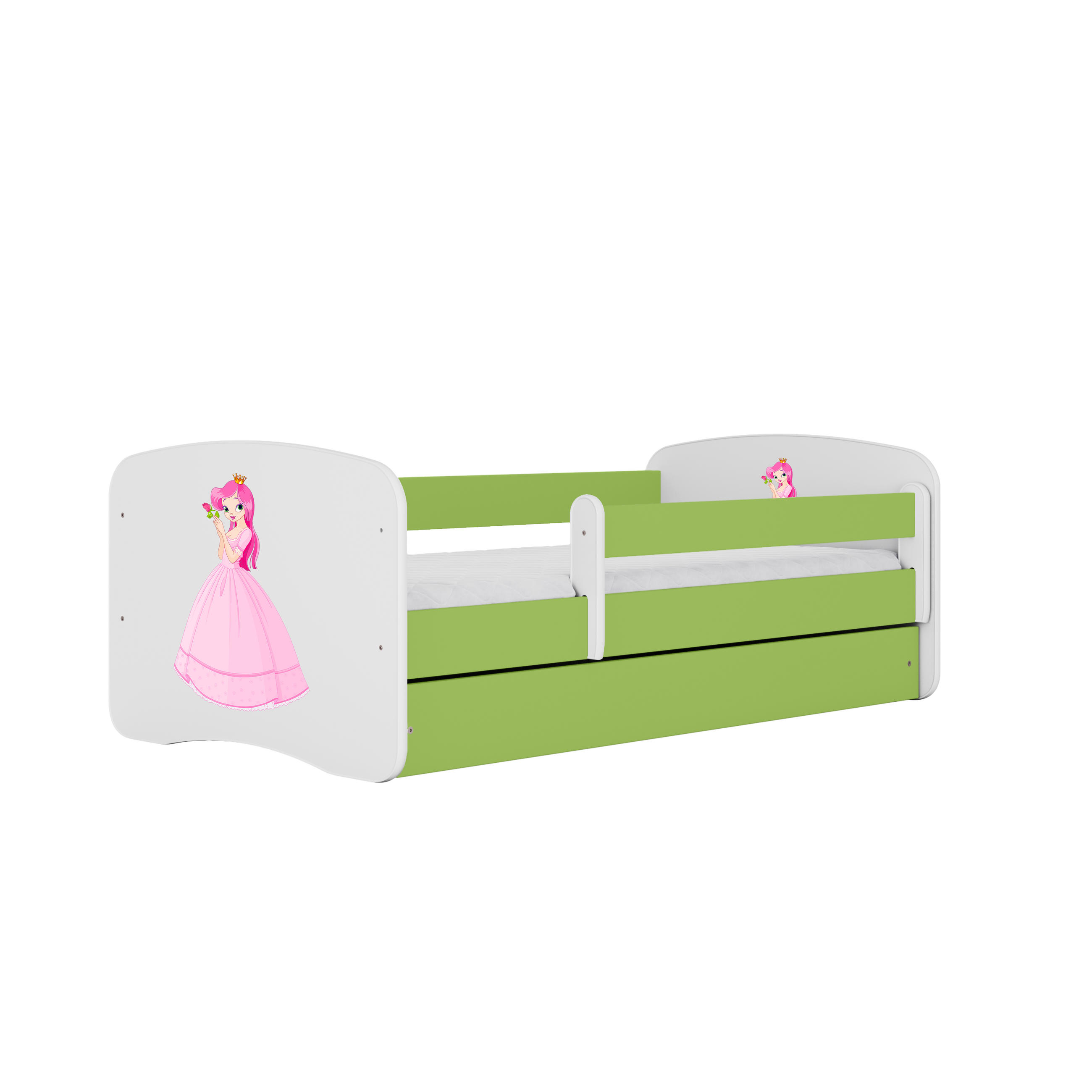 KINDERBETT Prinzessin mit Schublade und Matratze 180/80 - Grün, Holzwerkstoff (80/180cm) - RAUMHIRSCH FURNITURE