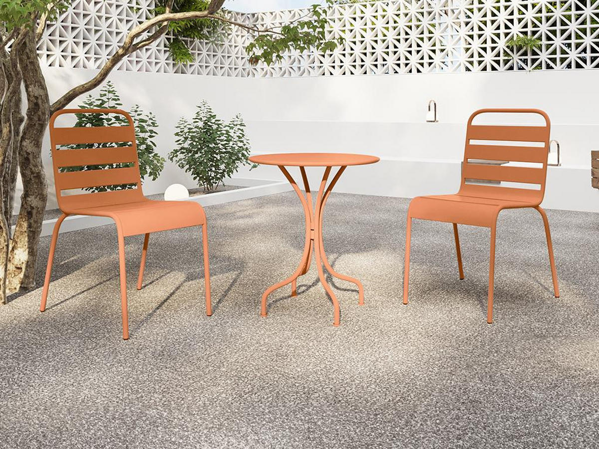 GARTENSTUHL stapelbar 2er-Set - Metall - Pfirsich - MIRMANDE von MYLIA - Orange, Metall (59/79/47.5cm) - Vente-Unique