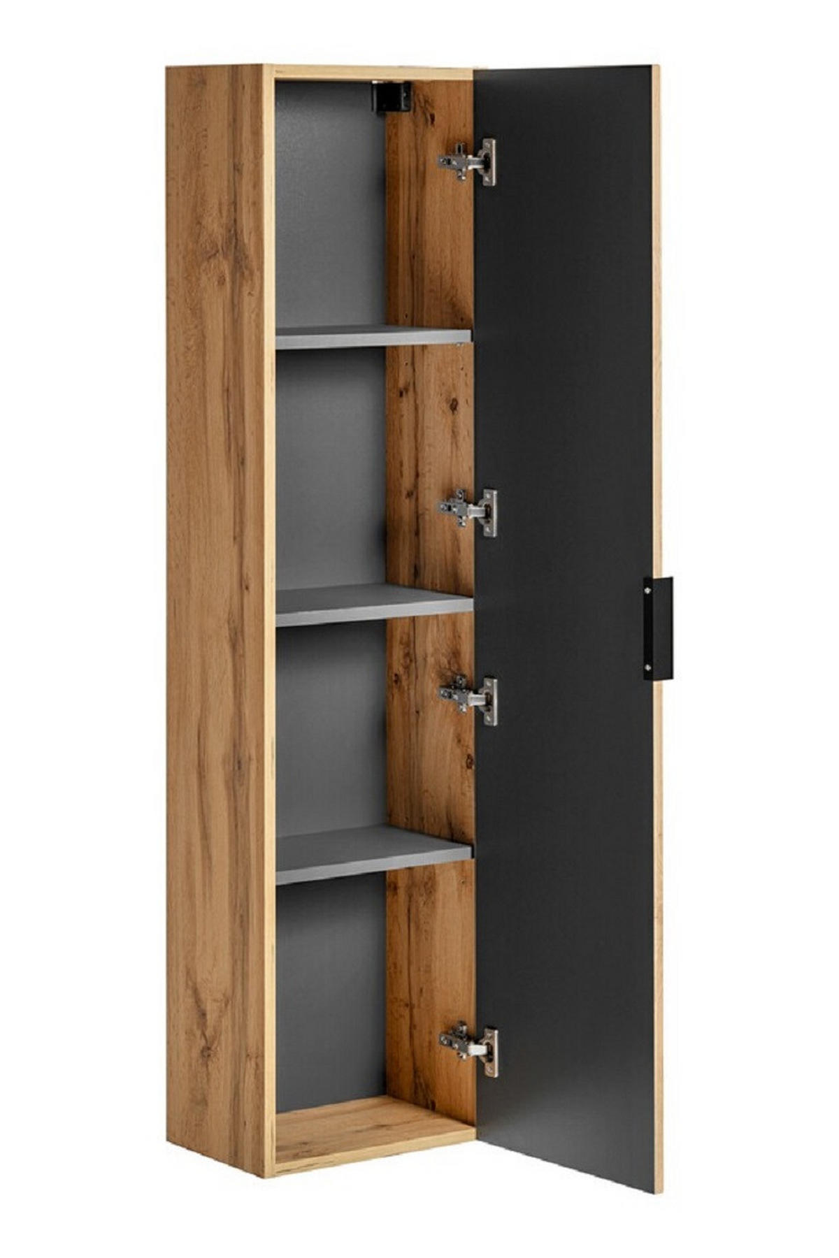 BADMÖBEL-SET 7 Teile - Adel Oak A BM57 in Wotan Oak - Eiche Wotan/Schwarz, Holz/Metall (120/140/46cm)