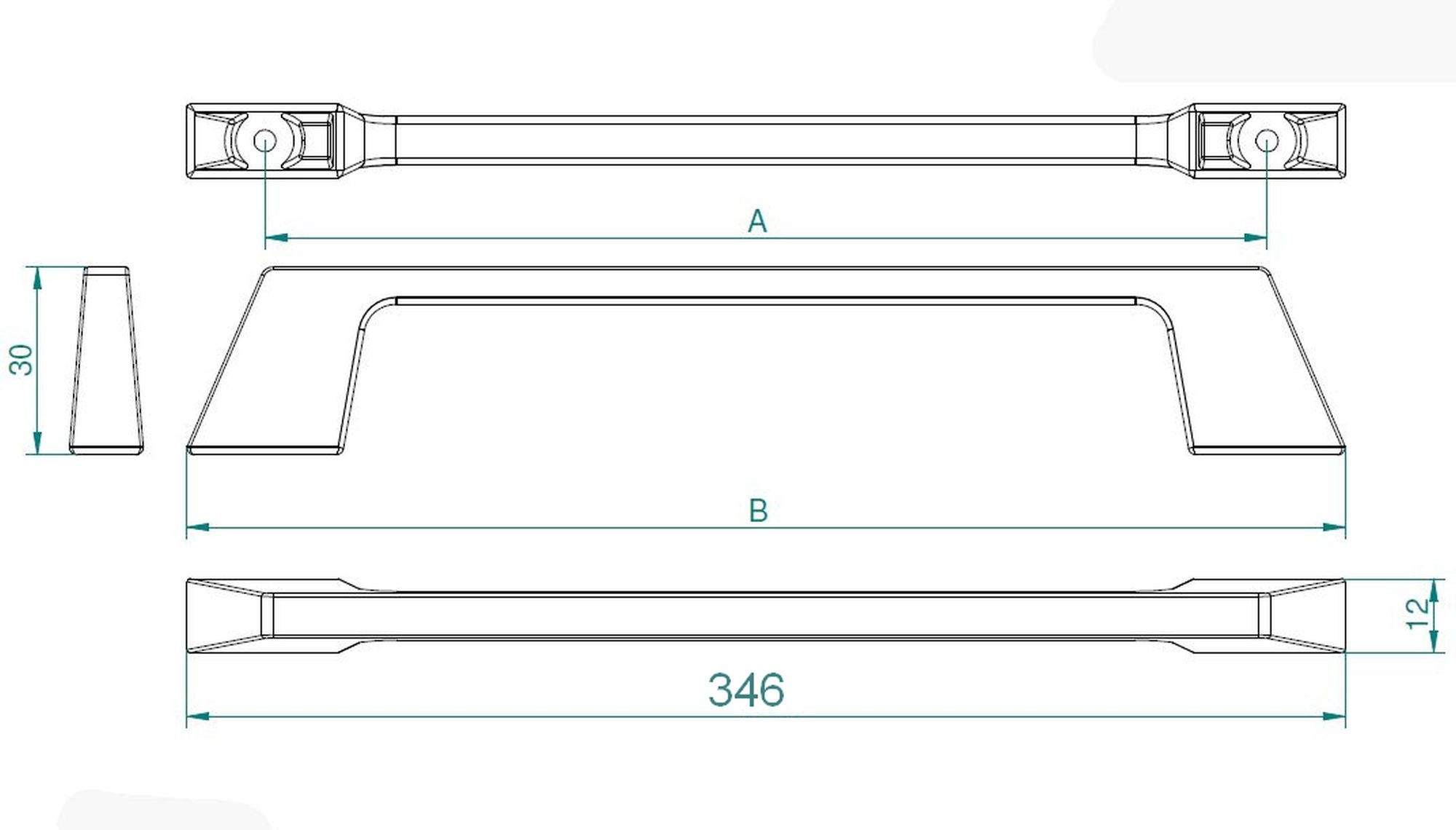 MÖBELGRIFF BA 320mm, Küchengriff Schwarz matt, Schrankgriff Stilo - Schwarz, Metall (0.8/3/34.6cm)