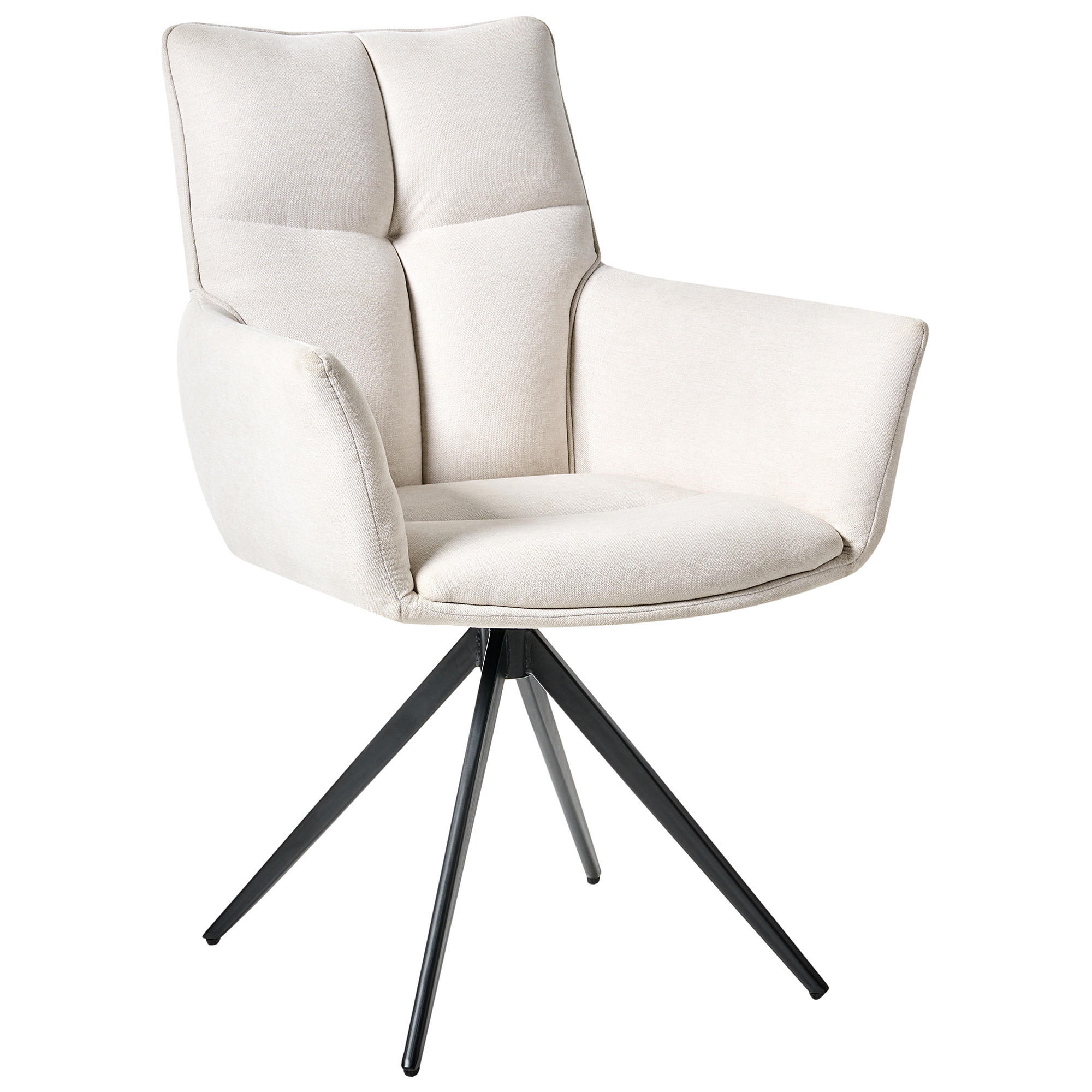 ESSZIMMERSTUHL drehbar Stoff Cremeweiß Corbie - Creme/Schwarz, Holz/Textil (62/89/67cm) - Beliani