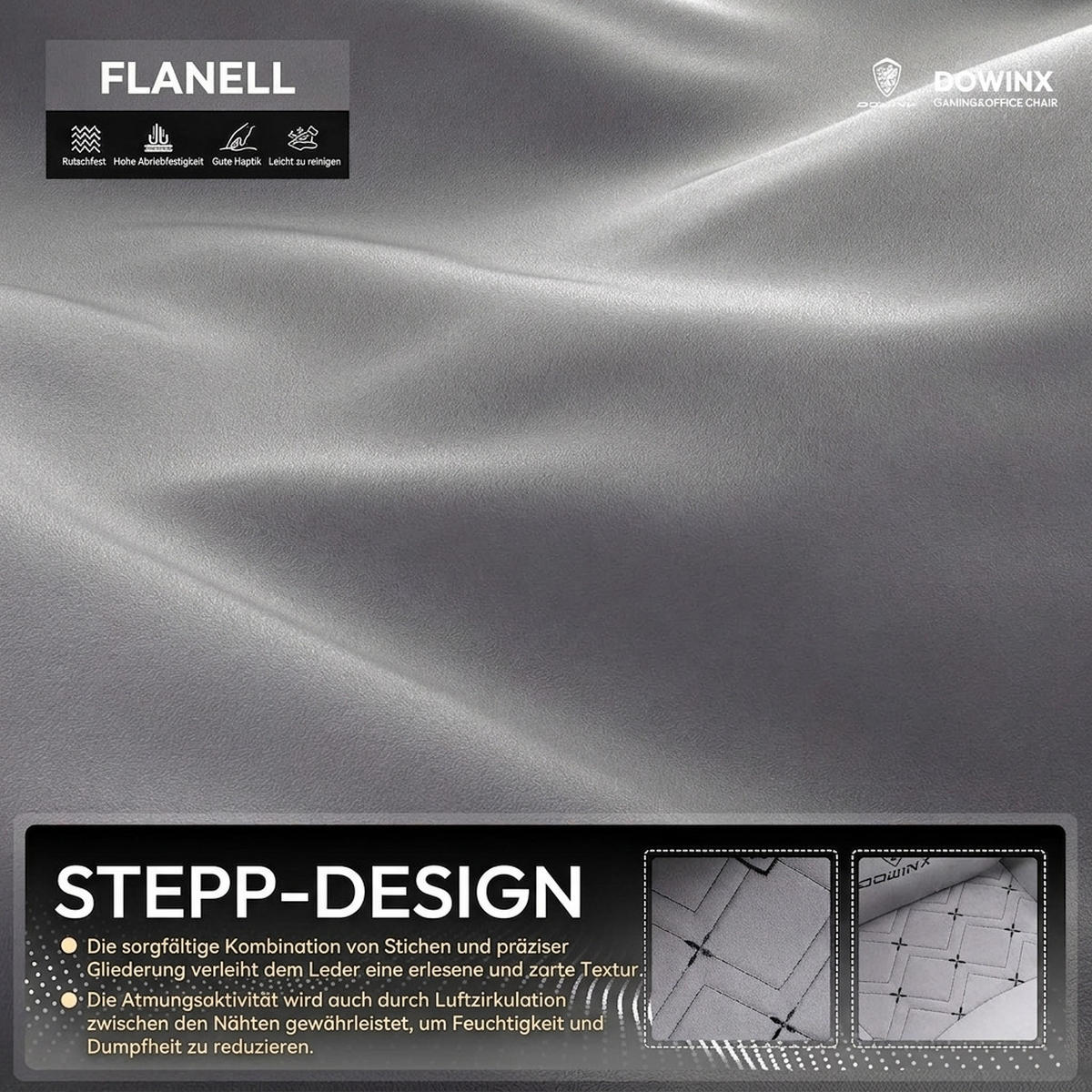 GAMINGSTUHL U-förmiger Kopfstütze, 155° verstellbarer Rückenlehne,360° - Grau, Textil (69/129/54cm)