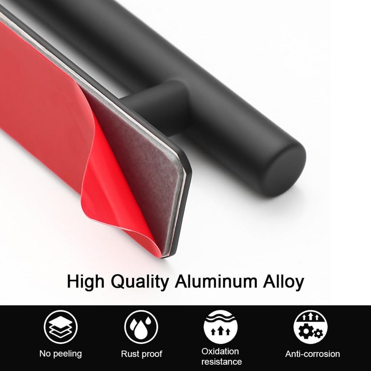 MÖBELGRIFF 2er-Set Aluminium Klebegriffe - Schwarz, Metall (2.5/3/13.5cm)