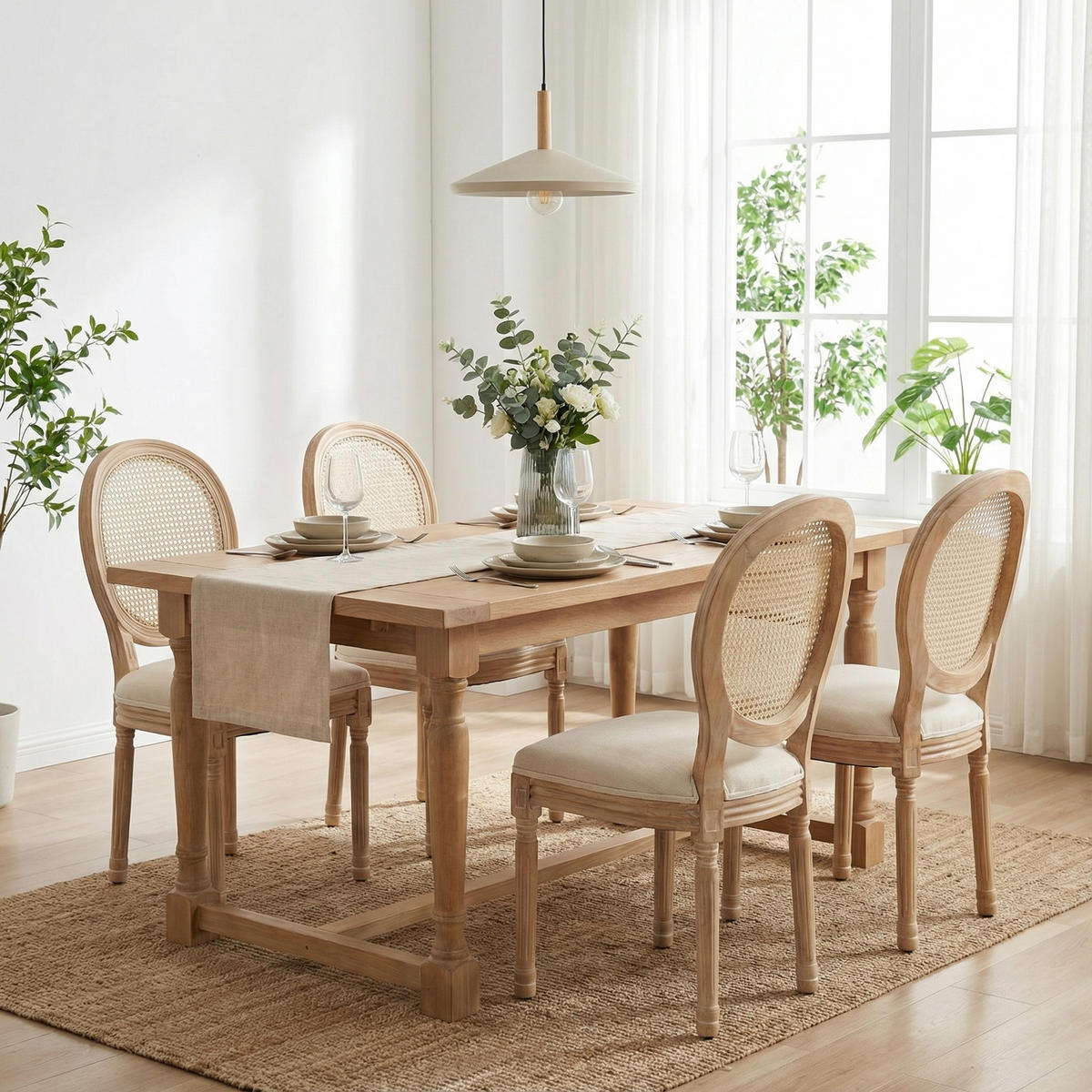 ESSZIMMERSTÜHLE 2er-Set im französischen Landhausstil - Eichefarben, Textil (59/95/49cm) - Urban Meuble