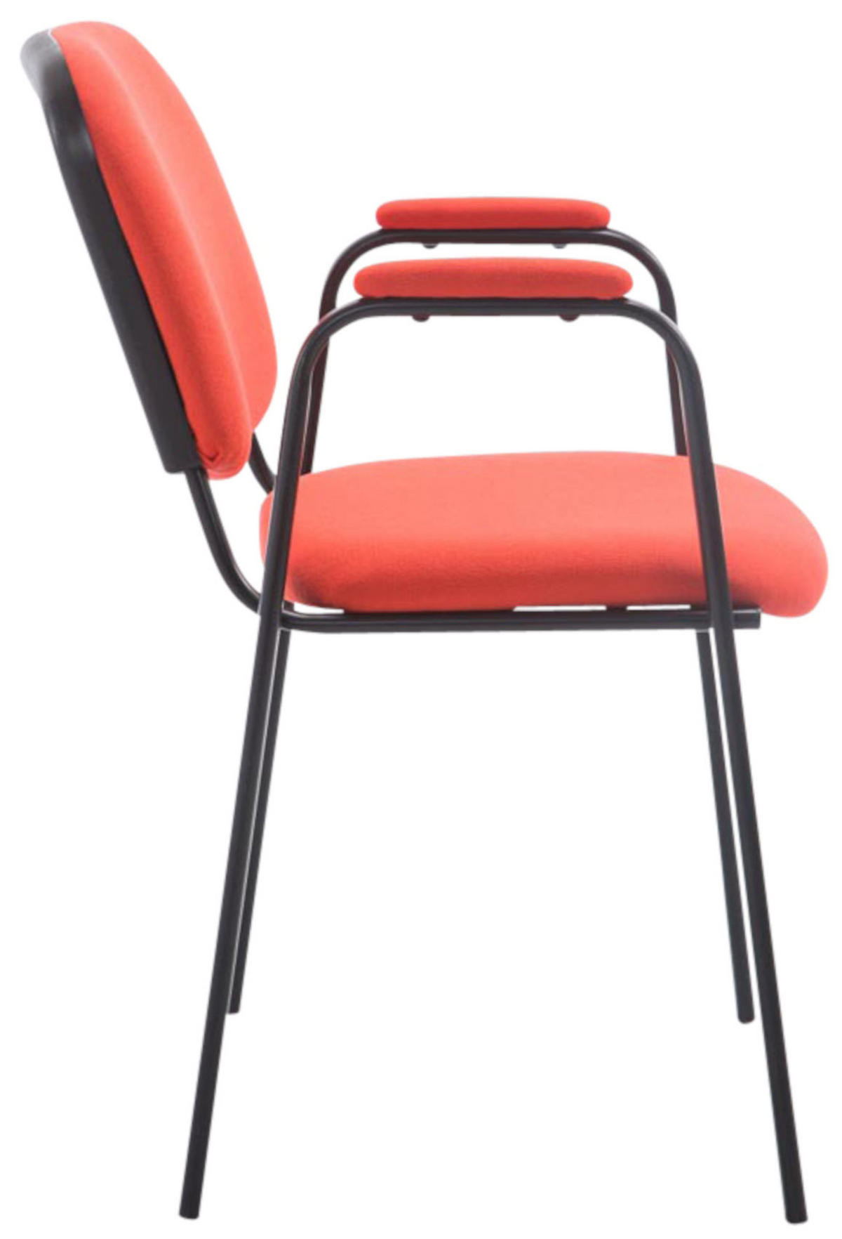 BESUCHERSTUHL 4er Set Stoff rot - Rot/Schwarz, Textil/Metall (53/79/55cm) - CLP