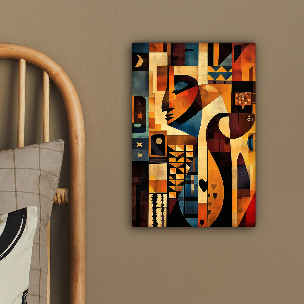 LEINWANDBILD Figuren - Abstrakt - Symbole 20x30 cm - Terracotta, Textil (20/30cm) - MuchoWow