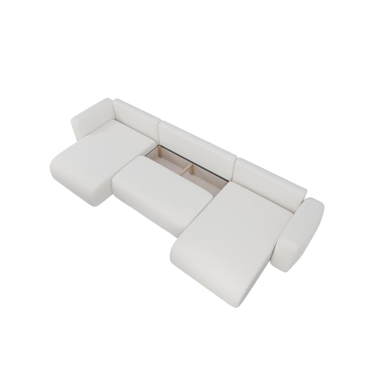 WOHNLANDSCHAFT TALW U mit Schlaffunktion, Weiß - Weiß, Textil (398/185cm) - Fedve