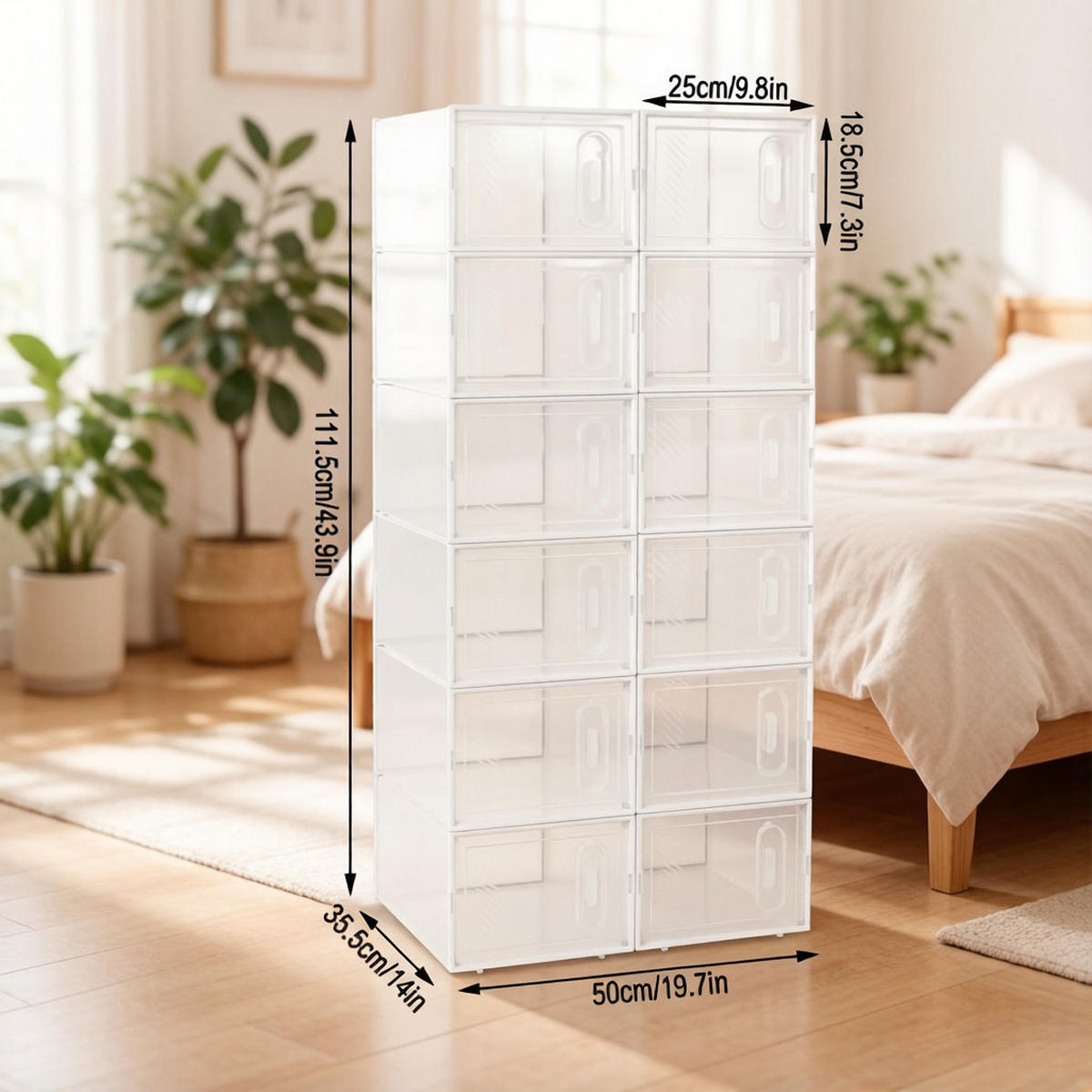 AUFBEWAHRUNGSBOXEN Transparent Weiß 12er-Set 50/35,5/111,5 cm - Transparent, Kunststoff (50/111.5/35.5cm) - PANGIVO