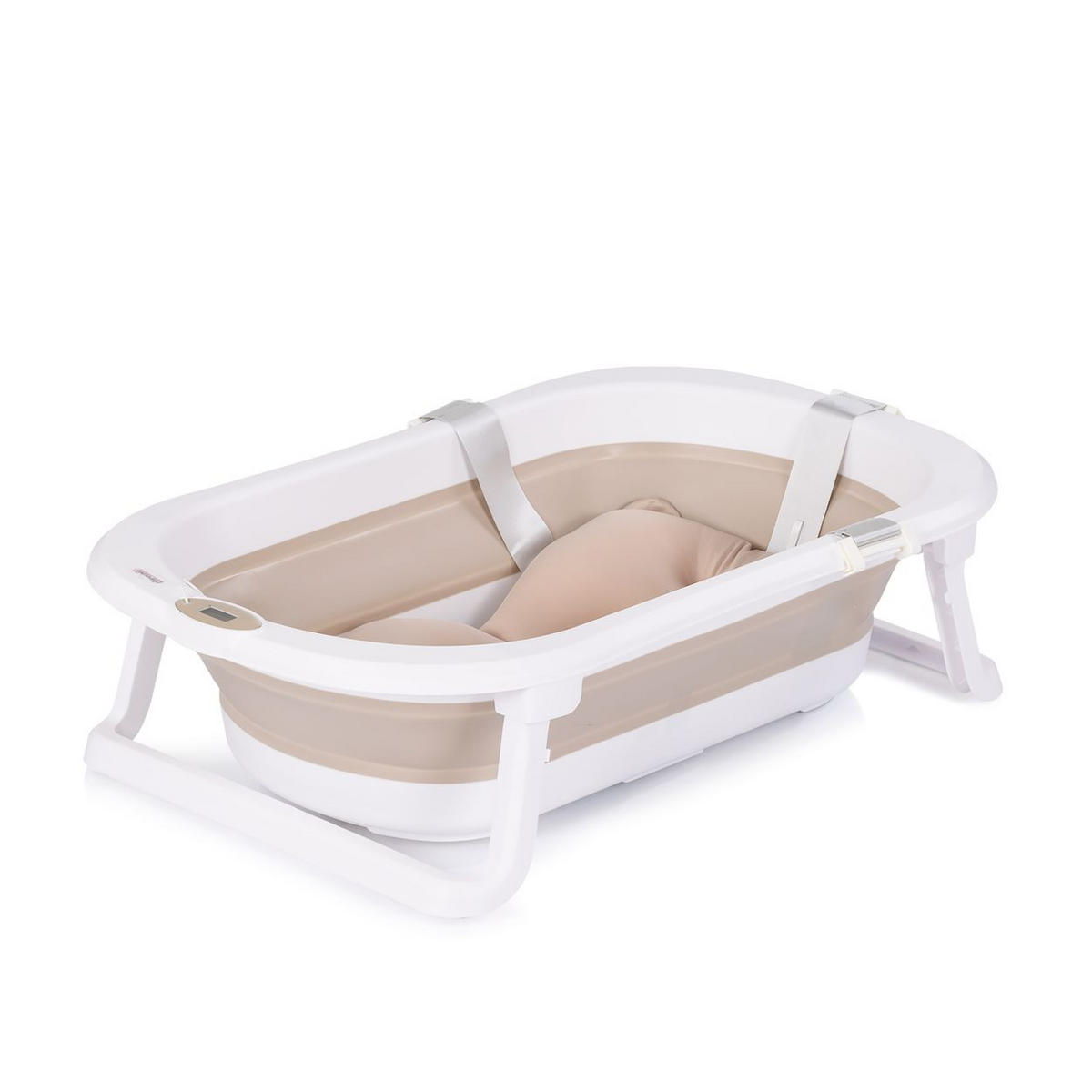 BABYBADEWANNE-SET Malibu 78 cm beige Ständer, klappbar, Thermometer, Ablauf - Beige, Kunststoff (47/78cm) - Chipolino