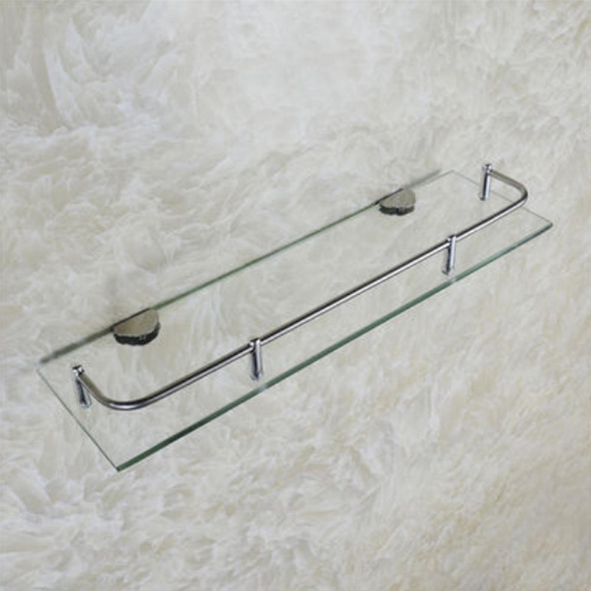 GLASABLAGE aus Glas und Metal in Transparent Badezimmer Wandmontage Platzsparend Mehr ordentlich 38,5 x 11 x 4,5 cm - Transparent/Silberfarben, Glas/Metall (38.5/3.5/11cm) - Livingandhome