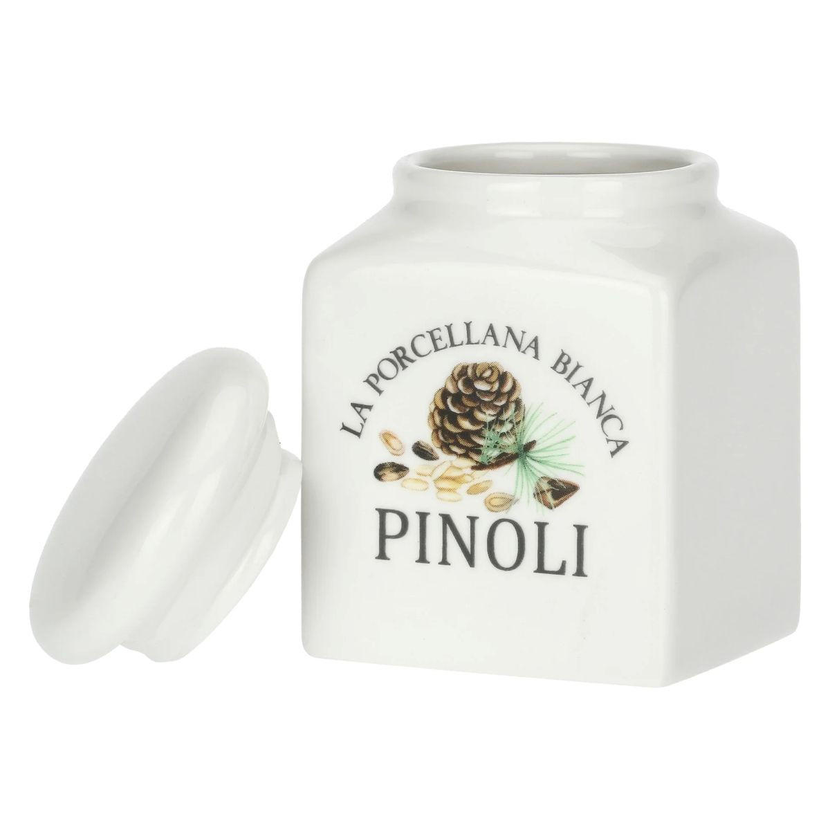 GEWÜRZDOSEN-SET 4-teilig Curcuma, Zafferano, Pepe Nero und Pinoli - 0,175 l - Multicolor, Keramik - La Porcellana Bianca