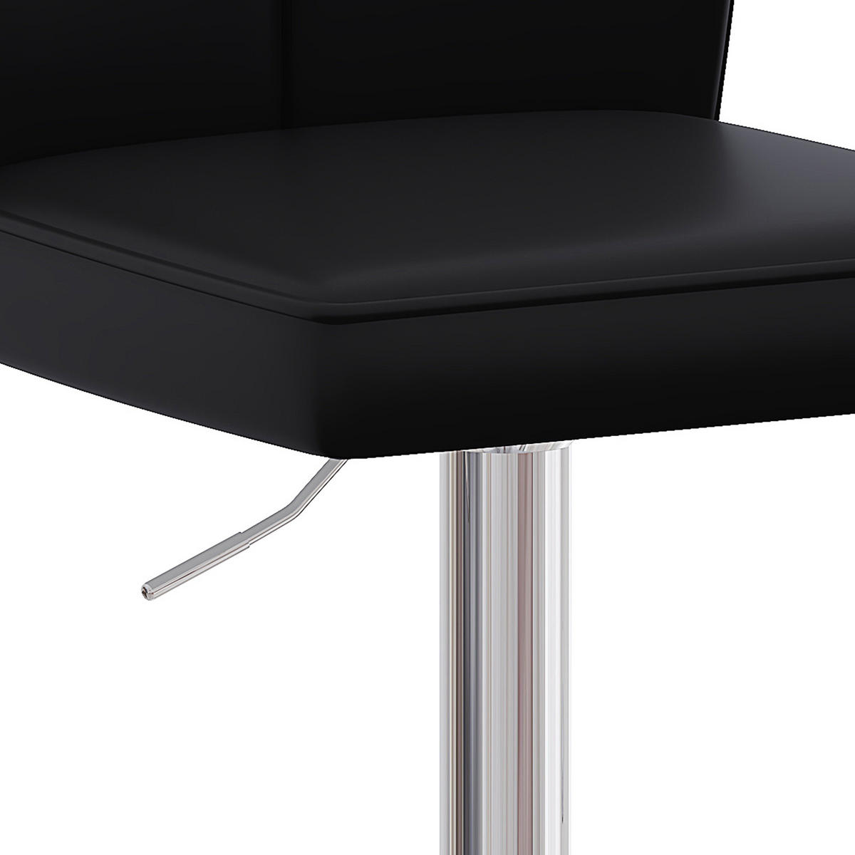 BARHOCKER Schwarz-Silber 2er-Set höhenverstellbar 360° drehbar mit PU-Leder - Schwarz, Metall (44.5/95.5/44cm) - PANGIVO