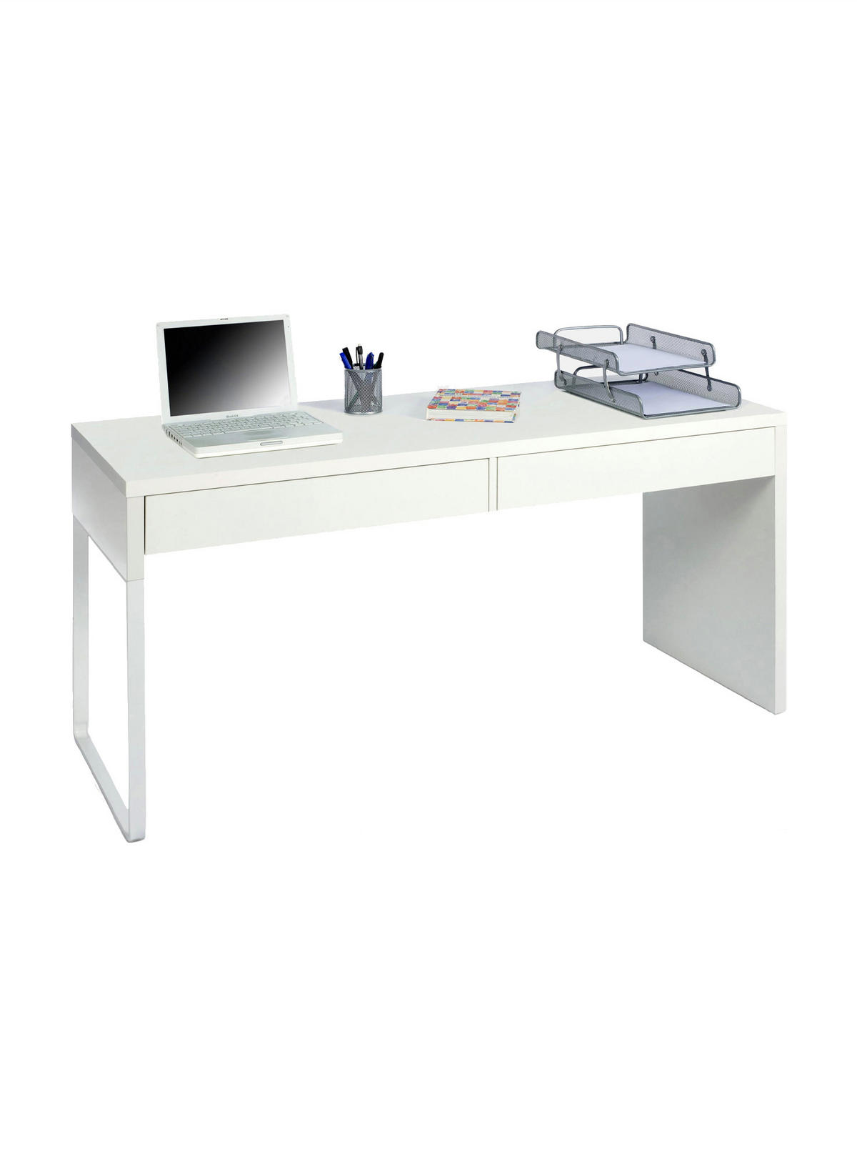 SCHREIBTISCH Glänzendes Weiß 50/138/75 cm - Weiß, Holzwerkstoff (50/138/75cm) - DMORA