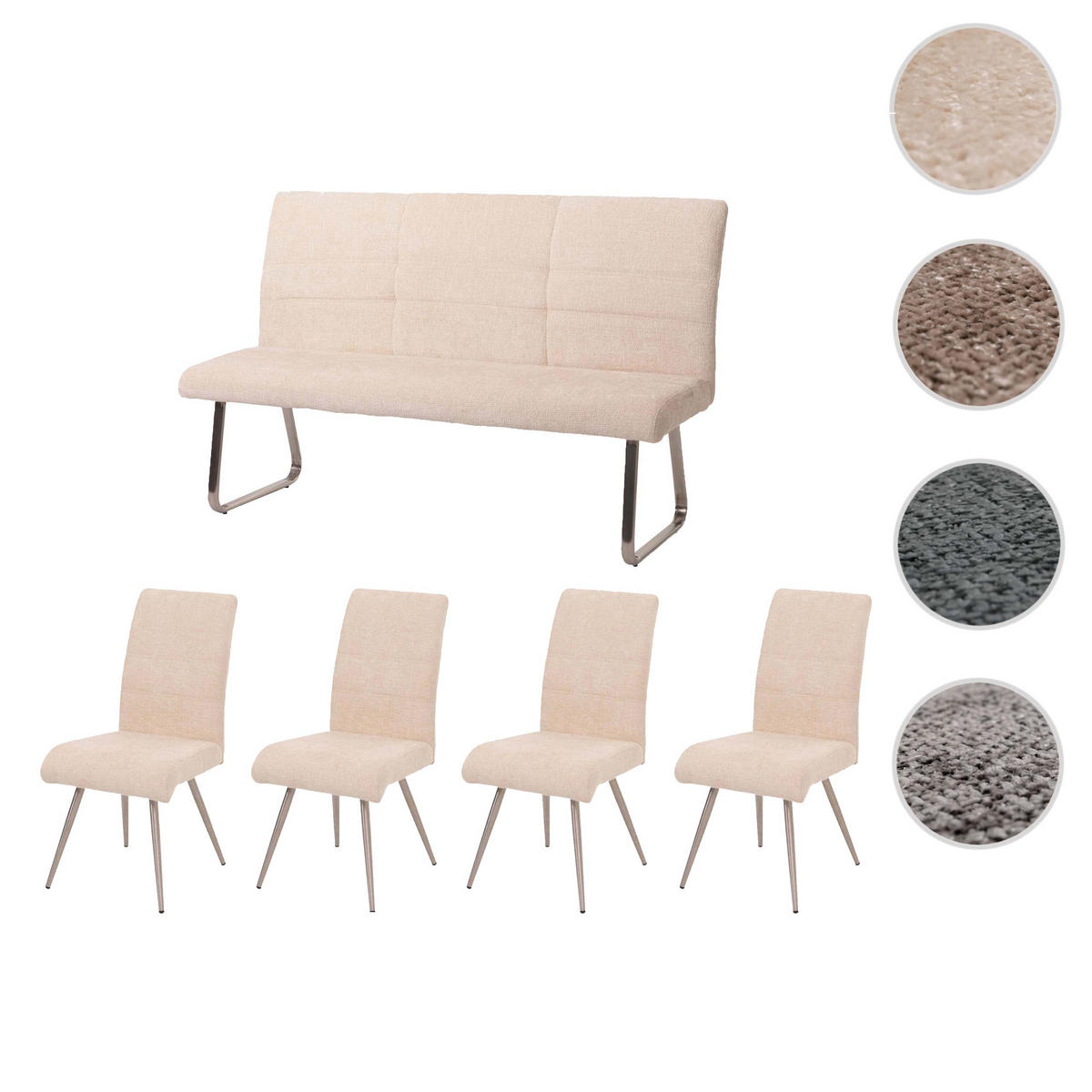 ESSZIMMER-SET Beige 5er-Set - Beige, Textil (160/100/65cm) - MCW