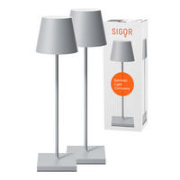 LED Akku-Tischlampe, Nuindie 3.0 2er-Set, nebelgrau - Grau, Metall (38/10/38cm) - Sigor