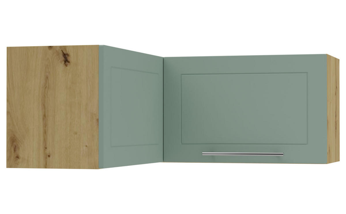 ECKHÄNGESCHRANK Kvantum W14/90/36 Mint Matt / Eiche Artisan Matt 90 / 90 / 36cm - Eiche Artisan/Mintgrün, Holz/Holzwerkstoff (90/36/90cm) - Feldmann-Wohnen