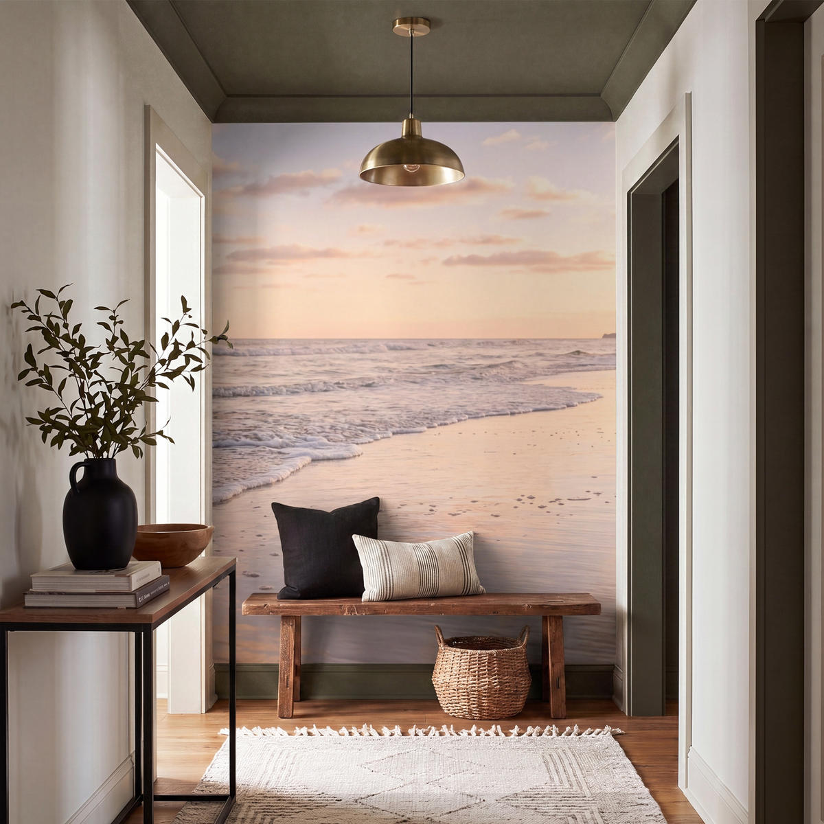 TAPETE - Strand - Brandung - Wolken - 160x220 cm - Hellrosa, Papier (160/220cm) - OnlyWow