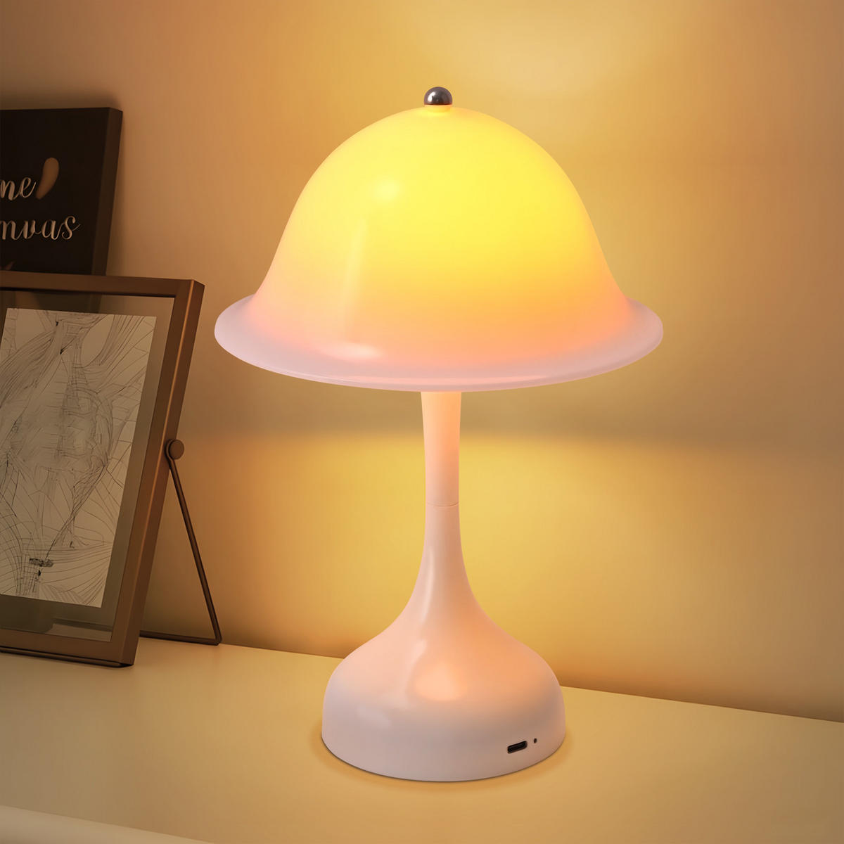 LED TISCHLAMPE Glowyn 16/9/24.5 cm - Weiß, Kunststoff (16/9/24.5cm) - ZMH