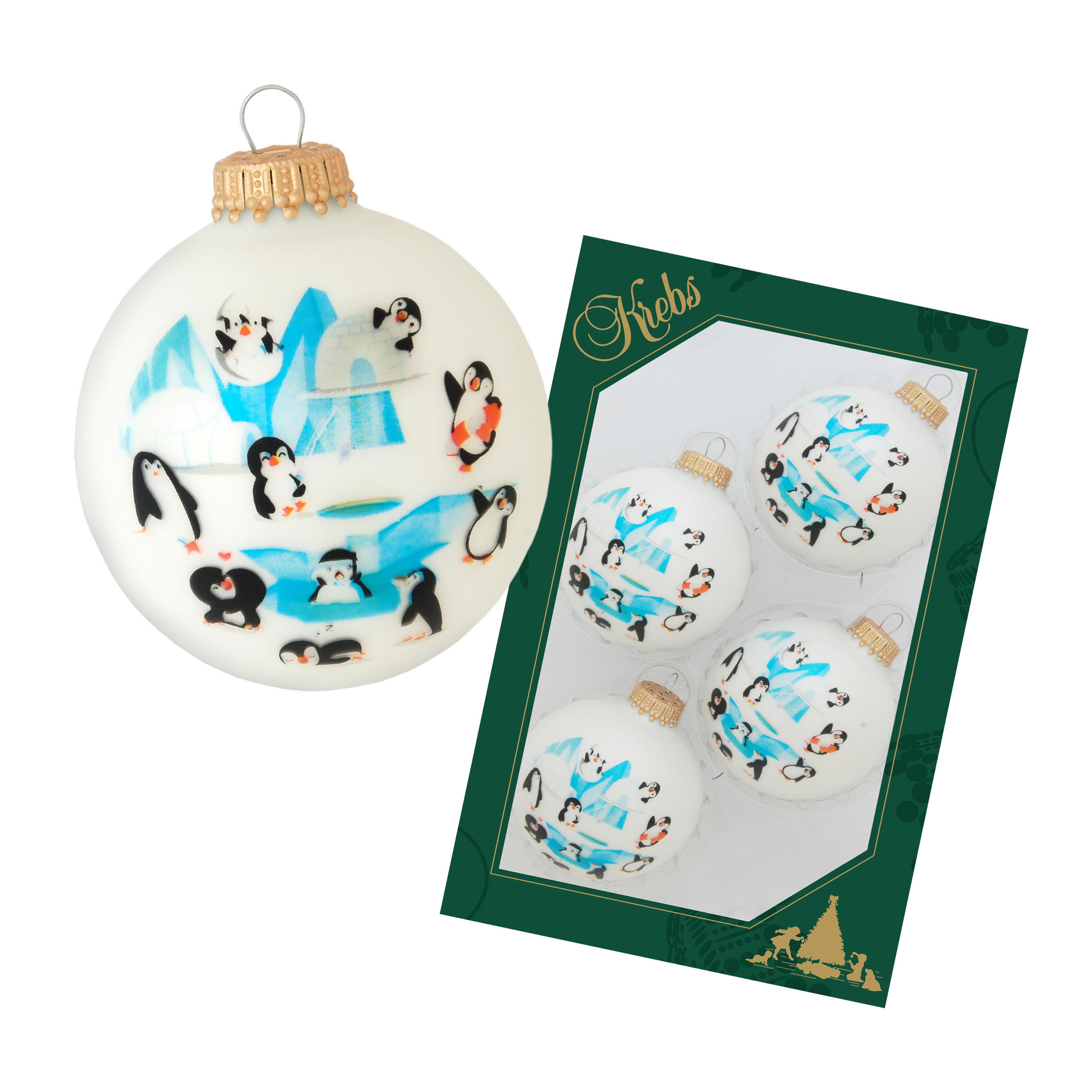 Krebs Glas Lauscha Christbaumkugeln Weiß 6x7x6 cm