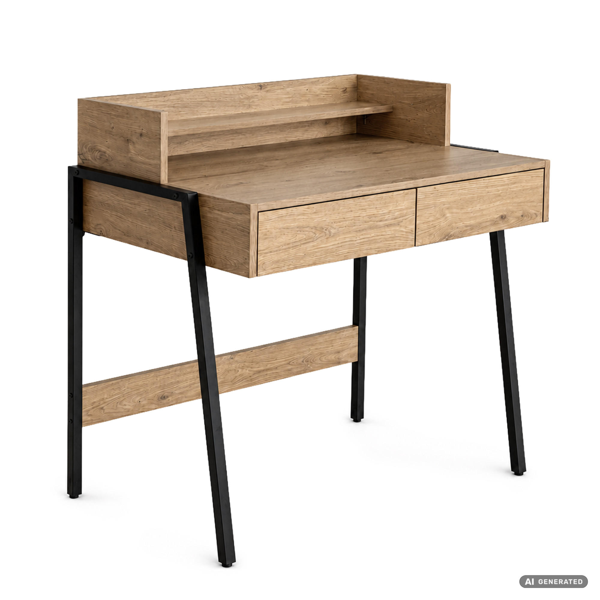 Akord Schreibtisch Eiche Artisan, Schwarz 48x95x78 cm