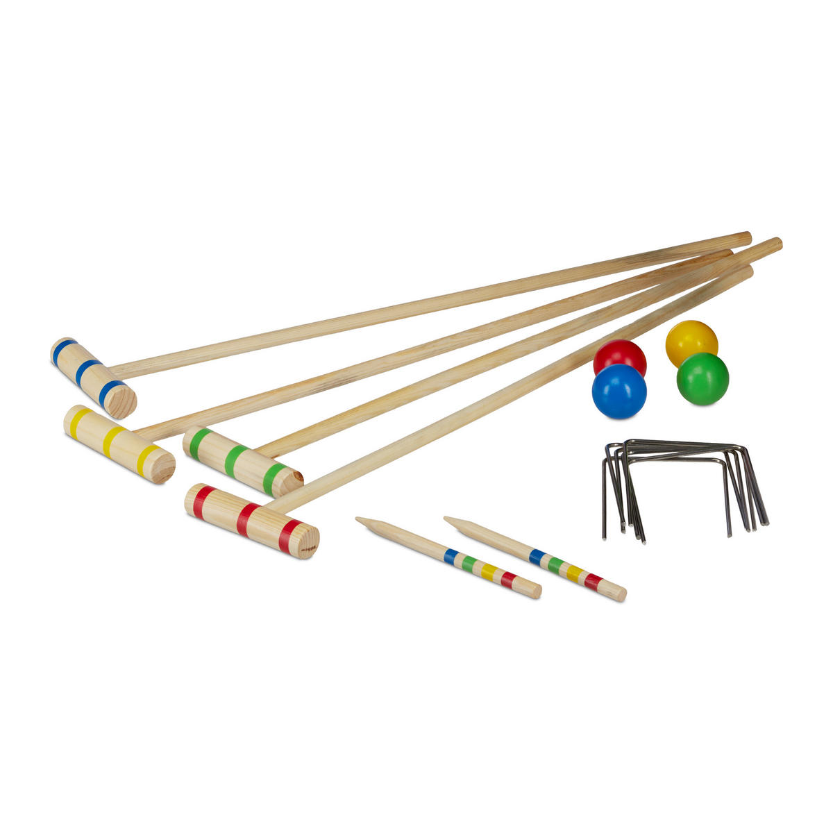 KROCKETSPIEL - Hellbraun, Holz/Textil (78/13cm) - Relaxdays