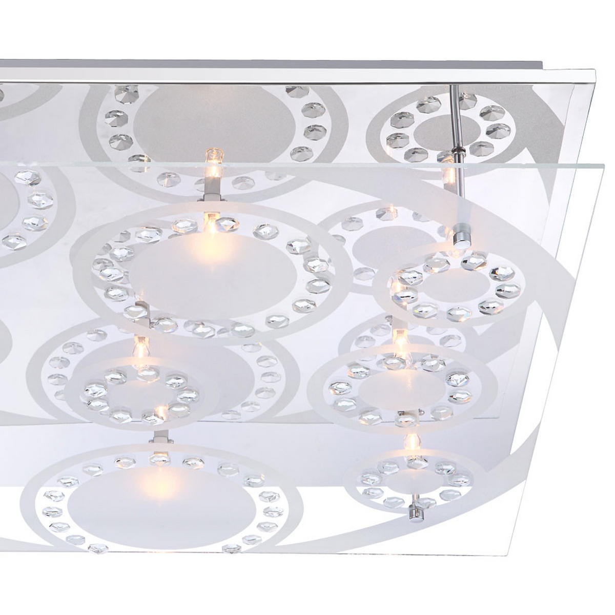 LED DECKENLEUCHTE Dianne Silber Chrom - Silberfarben, Glas (50/50/9cm) - Globo Lighting