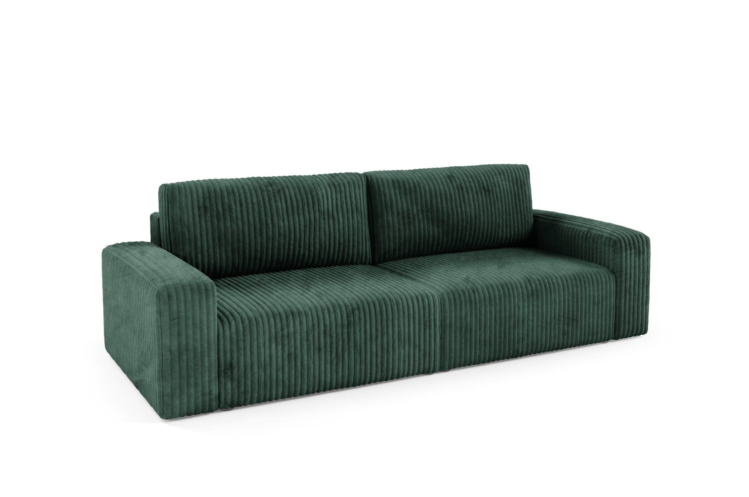 SCHLAFSOFA 4-Sitzer Cord Grün - Grün, Textil (244/70/102cm) - Furnisell