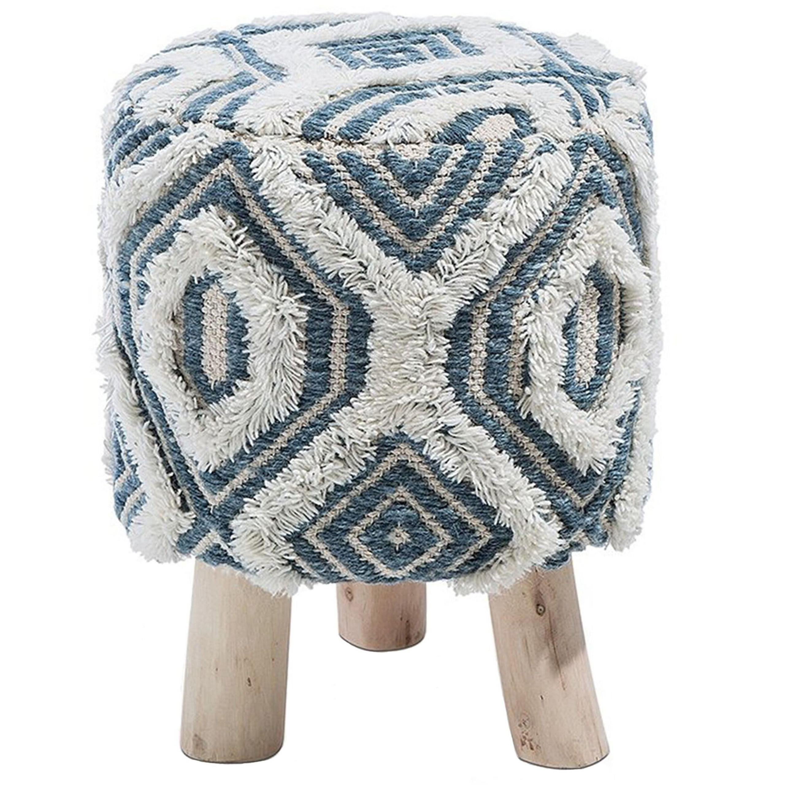 HOCKER Agra 33/33/44 cm - Weiß, Naturmaterialien/Textil (33/44/33cm) - Beliani