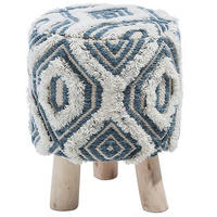 HOCKER Agra 33/33/44 cm - Weiß, Naturmaterialien/Textil (33/44/33cm) - Beliani