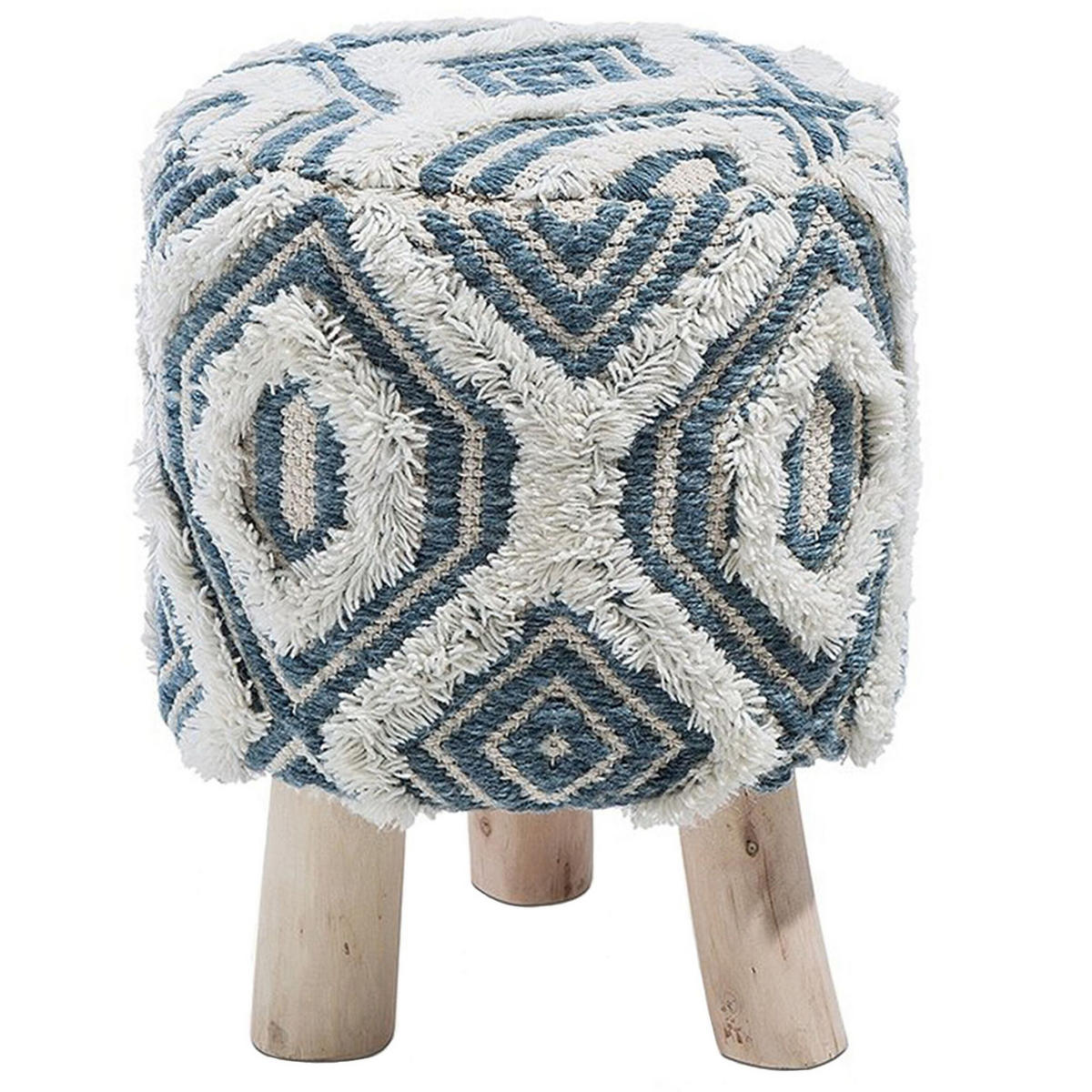 HOCKER Agra 33/33/44 cm - Weiß, Naturmaterialien/Textil (33/44/33cm) - Beliani