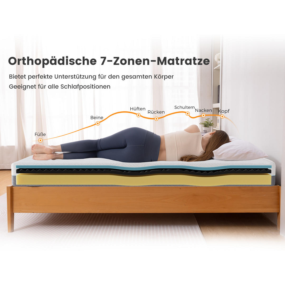 KALTSCHAUMMATRATZE H3/H4, 21cm, mit Memoryschaum - Weiß, Textil (180/200cm) - CHICASA