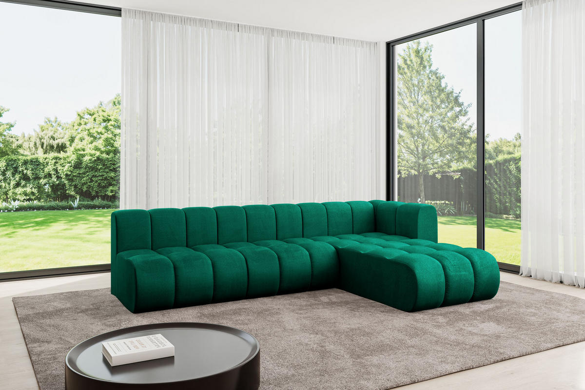 ECKSOFA modulares Sofa Darnel-L2 - 296x177x70 cm Grün - Dunkelgrün, Holzwerkstoff/Textil (296/177cm) - ALTDECOR