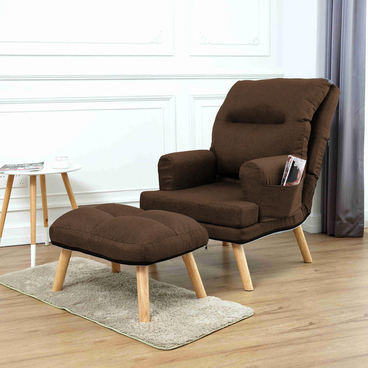 SESSEL Memo mit Fußhocker Rückenlehne 5-stufig einstellbar, braun - Braun, Kunststoff (107/95/66cm) - Margaret Hadas24