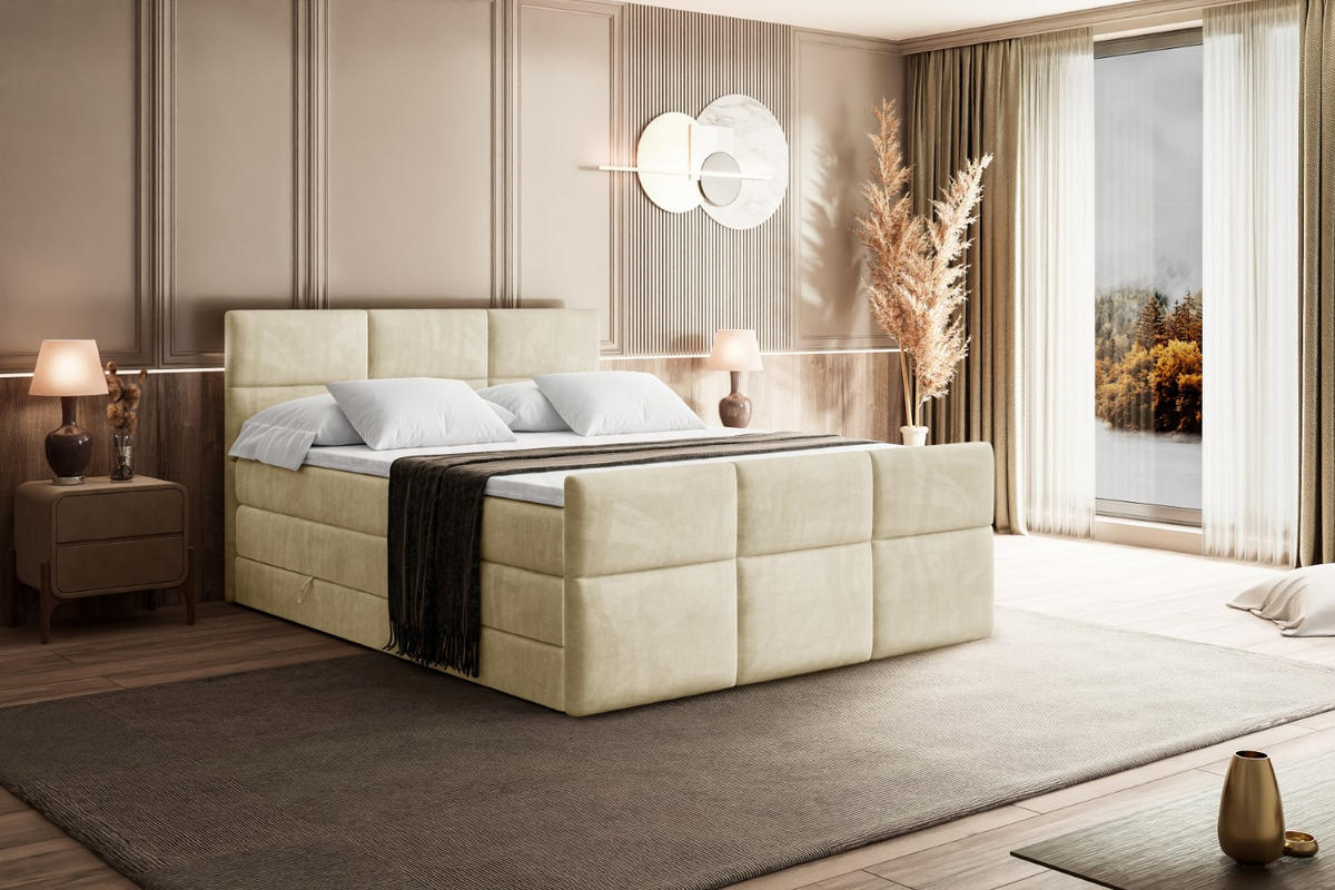 BOXSPRINGBETT OHIO-Z KING - 180x200 - H3/H4 - Beige - Beige, Holzwerkstoff (180/200cm) - ALTDECOR