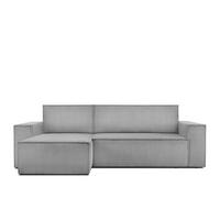 ECKSOFA-LINKS/RECHTS NAPI Schlaffunktion mit Cordbezug, hellgrau - Hellgrau/Schwarz, Textil (262/148cm) - KONSIMO®