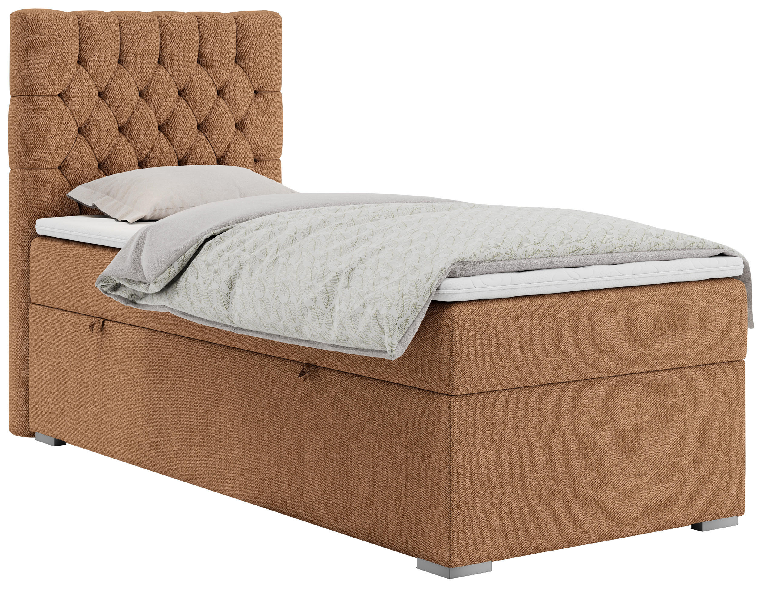BOXBETT PERA 90/200 Orange Struktur - H3 - Links Seite - Orange, Holz/Textil (90/200cm) - MKS