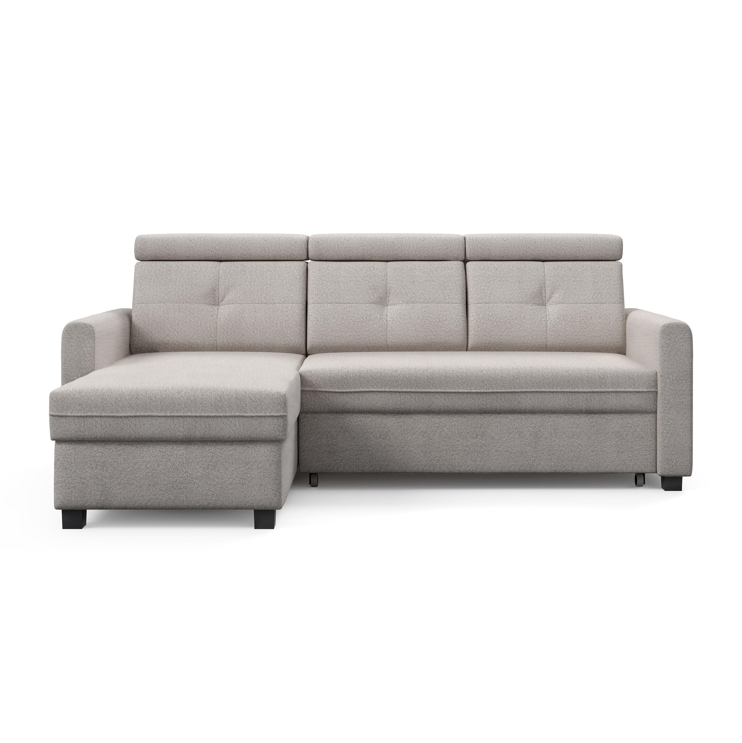 ECKSCHLAFSOFA Milano, Beige, links - Beige/Schwarz, Textil (217/166cm) - Beautysofa