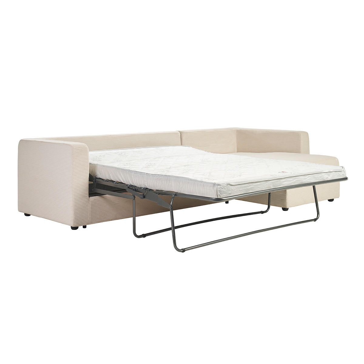 ECKSOFA rechts umwandelbar 4 Sitze in beige Cordstoff mit 13 cm Matratze BACIO - Beige, Textil (150/276cm) - Miliboo