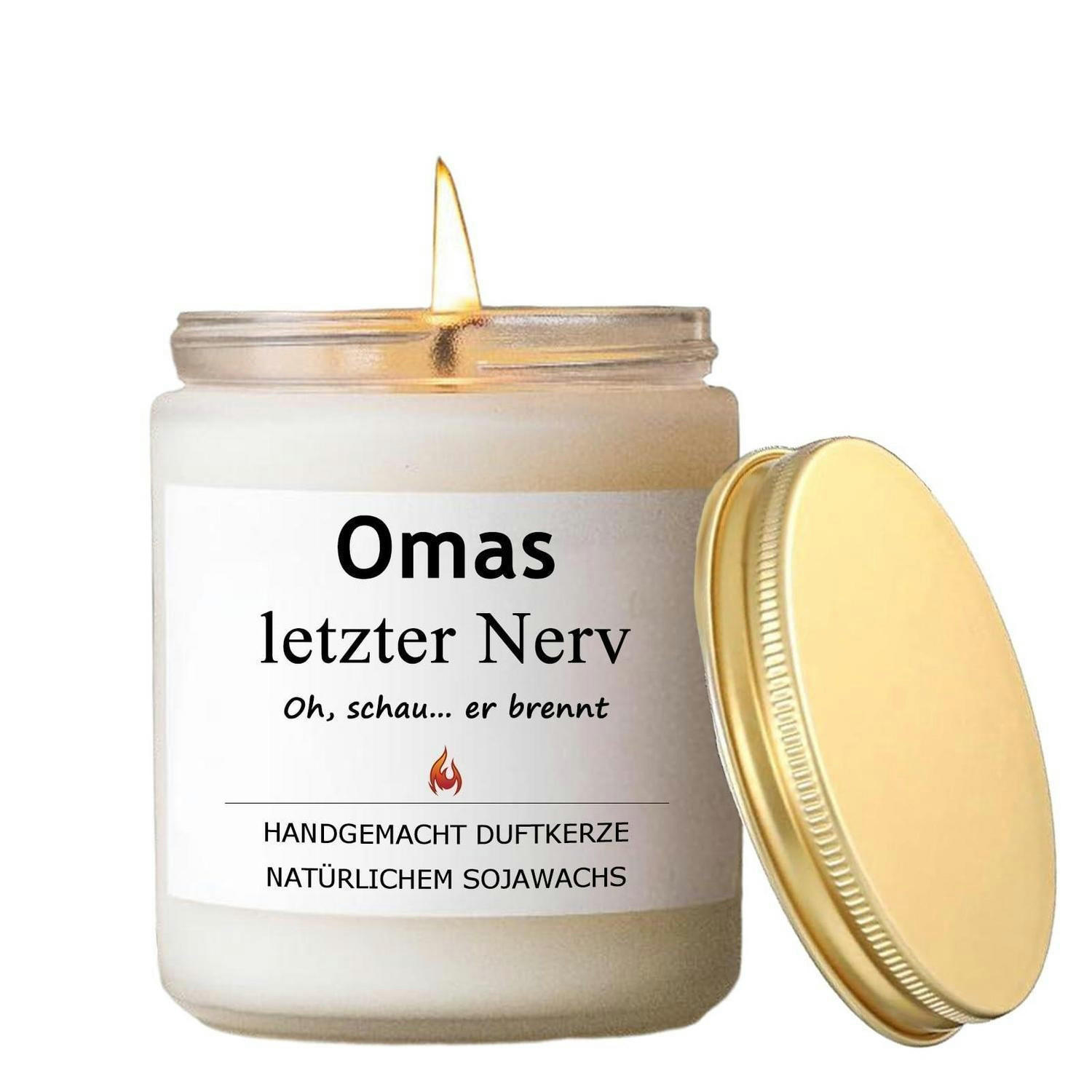 KERZE im Glas Omas letzter Nerv Sojawachs - Goldfarben, Paraffin (9.1cm)