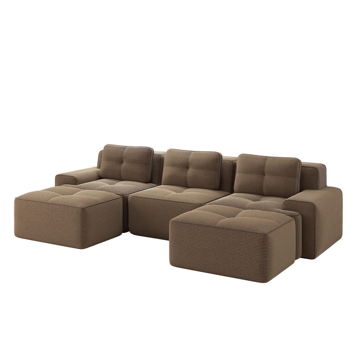SOFA modular mit Tiefsitz Cord Braun - Braun, Kunststoff (177/69/293.1cm) - Meubliv