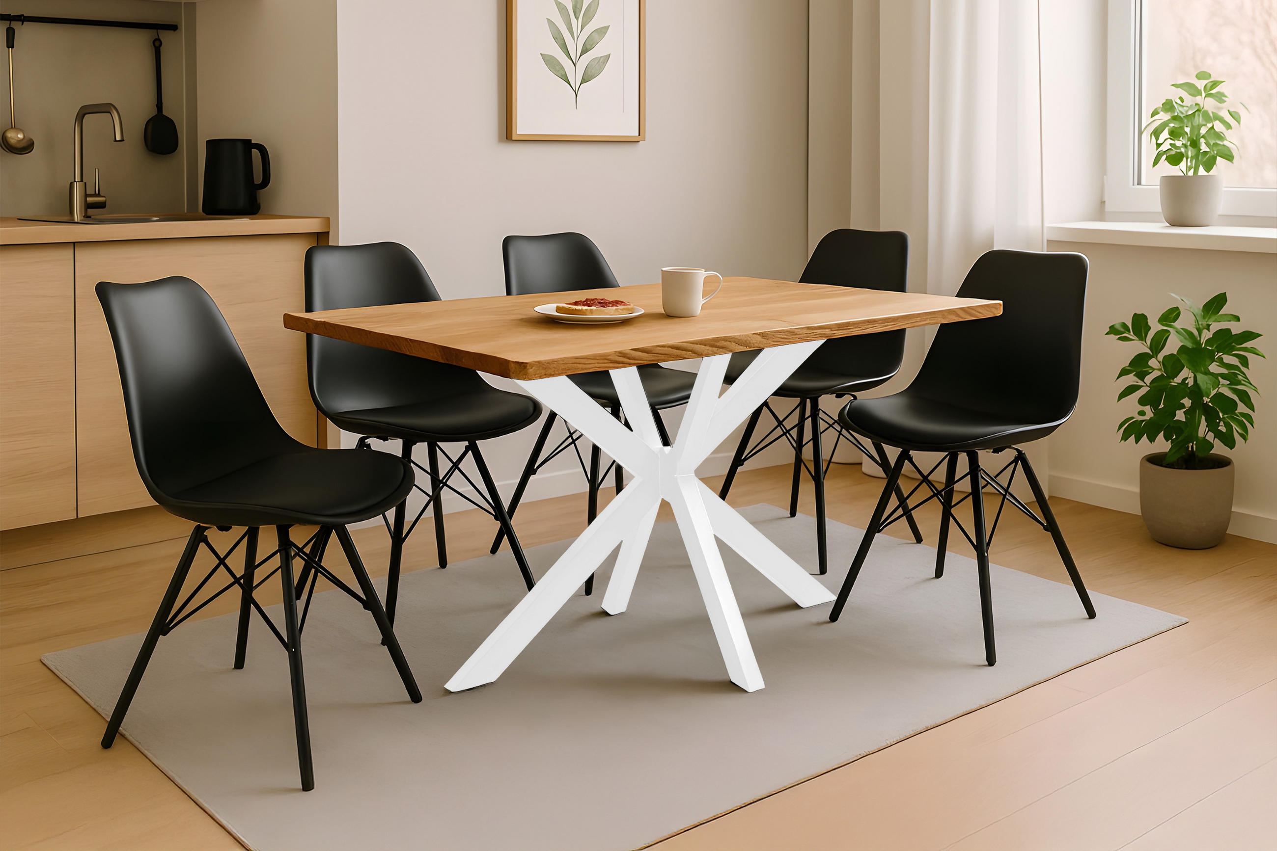 Thumbnail - SAM Esstisch, Beige, Weiß, Holz, Echtholz,Eiche, Quadratisch, 180x77x90 cm, Esszimmer, Tische, Esstische