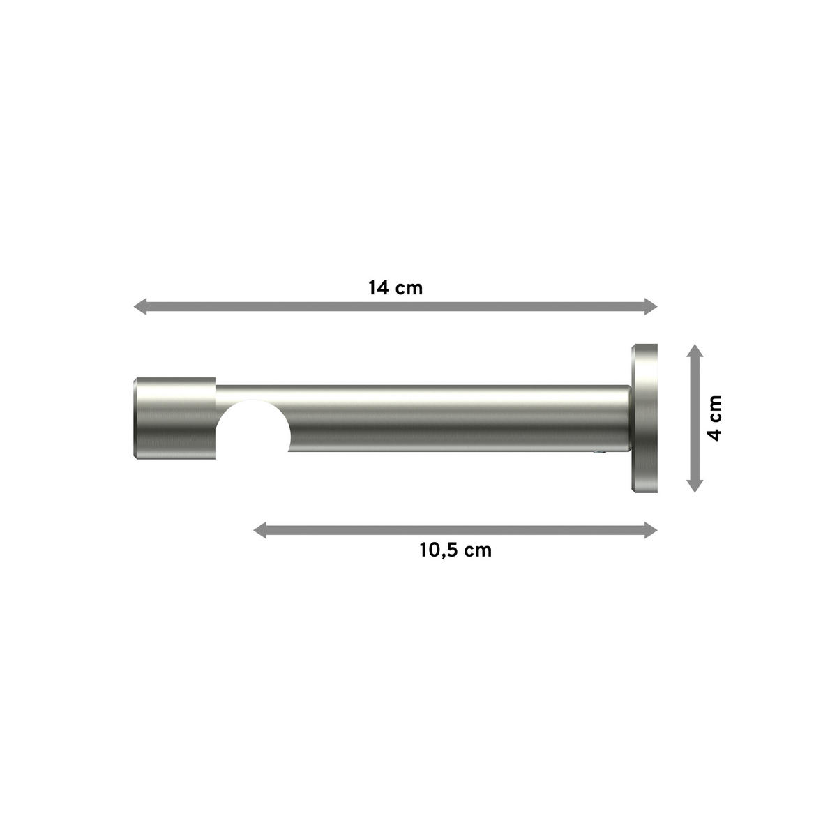 TRÄGER FÜR GARDINENSTANGEN 20 mm Ø, Prestige 1-läufig, Edelstahl-Optik - Edelstahlfarben, Metall (13.7/4/4cm) - INTERDECO