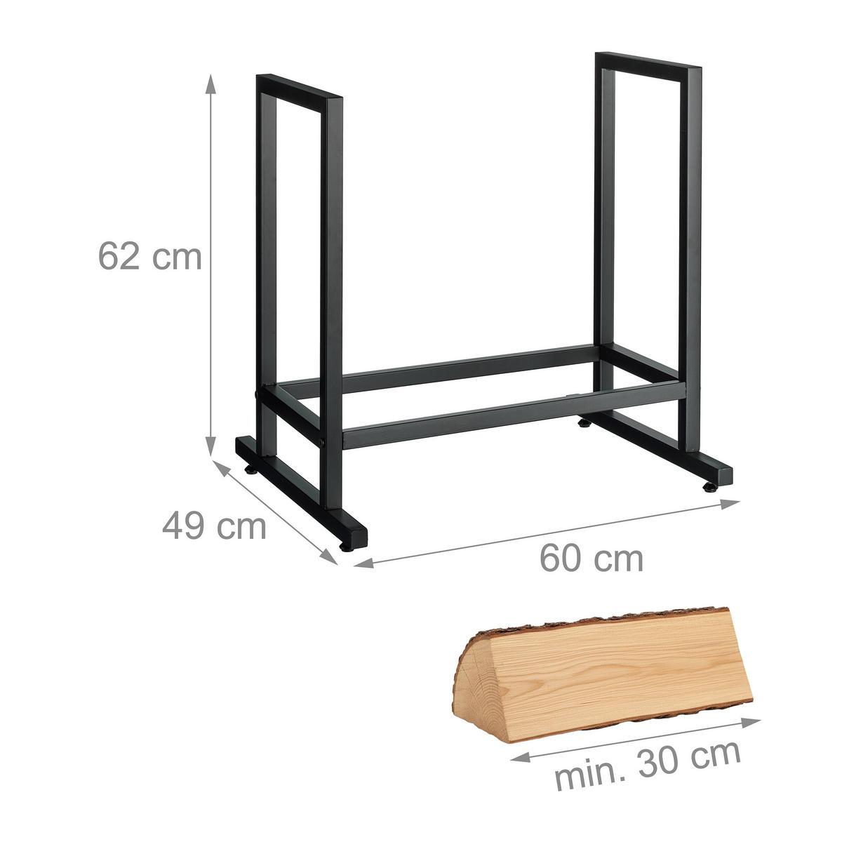 KAMINHOLZREGAL - Schwarz, Metall (60/62/49cm) - Relaxdays