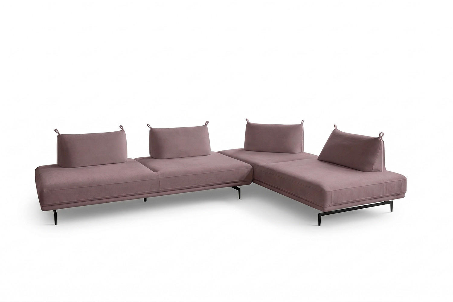 ECKSOFA CANE Violett Webstoff - Violett/Schwarz, Textil/Metall (310/210cm) - KAWOLA