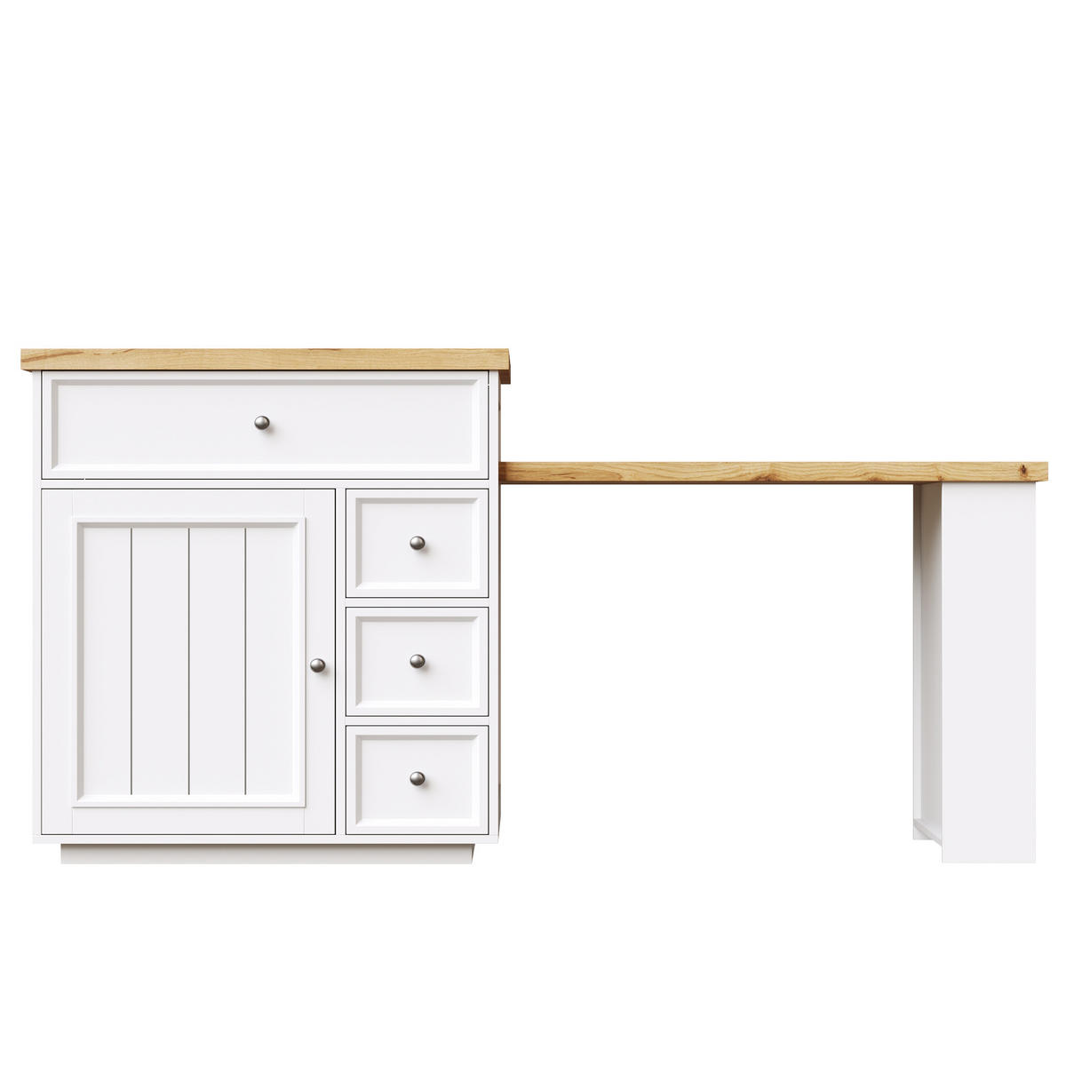 KÜCHENINSEL 120-184/70/94 cm Weiß mit 4 Schubladen und Rollen - Weiß, Holz (70/94/182cm) - Oxeza