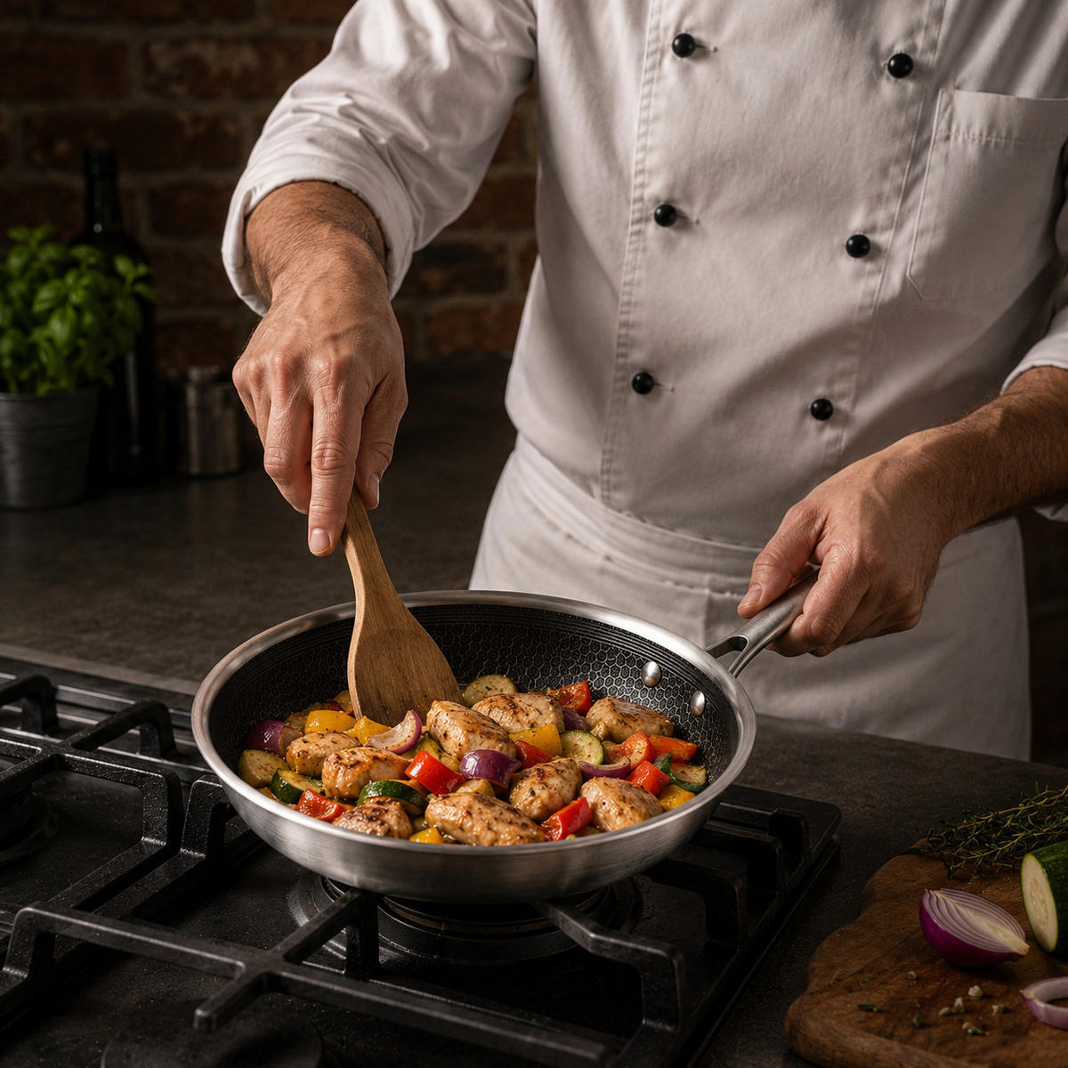 COOKINGLIFE Bratpfanne HexaCook Hybride Pfanne ø 24 cm - NON STICK - geeignet für alle Wärmequellen - keramische Antihaftbeschichtung - Grau, Metall (1/2/5cm) - Cookinglife