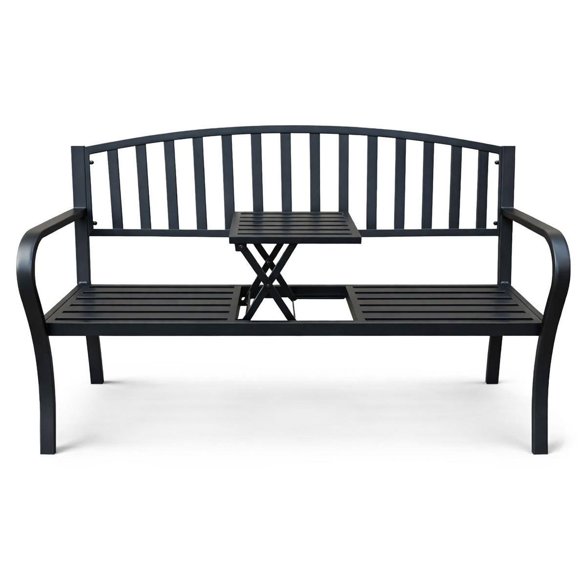 GARTENBANK DUO Schwarz 135 x 82,5 x 57 cm - Schwarz, Metall (135/82.5/57cm) - Akord